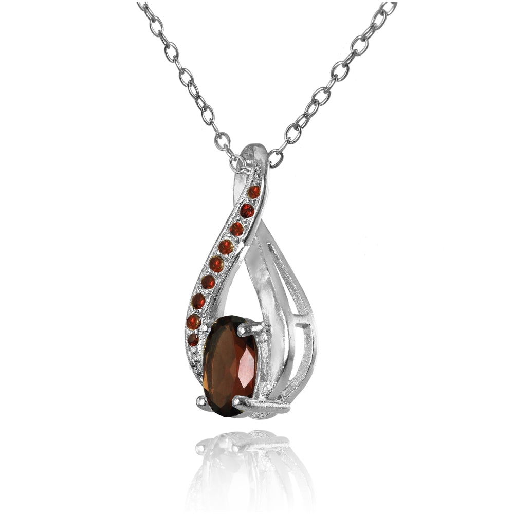 Sterling Silver Garnet Infinity Drop Necklace-2