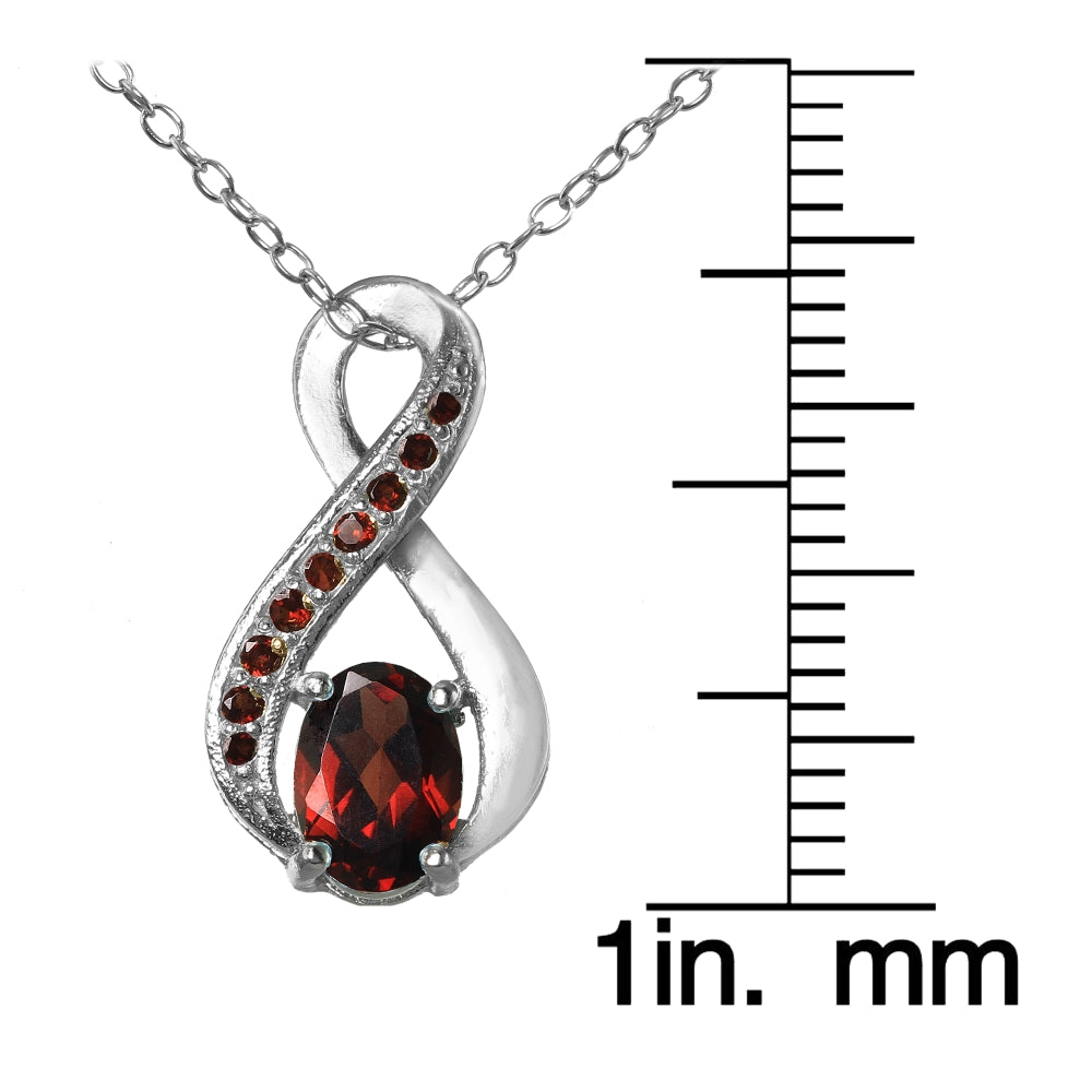 Sterling Silver Garnet Infinity Drop Necklace-3