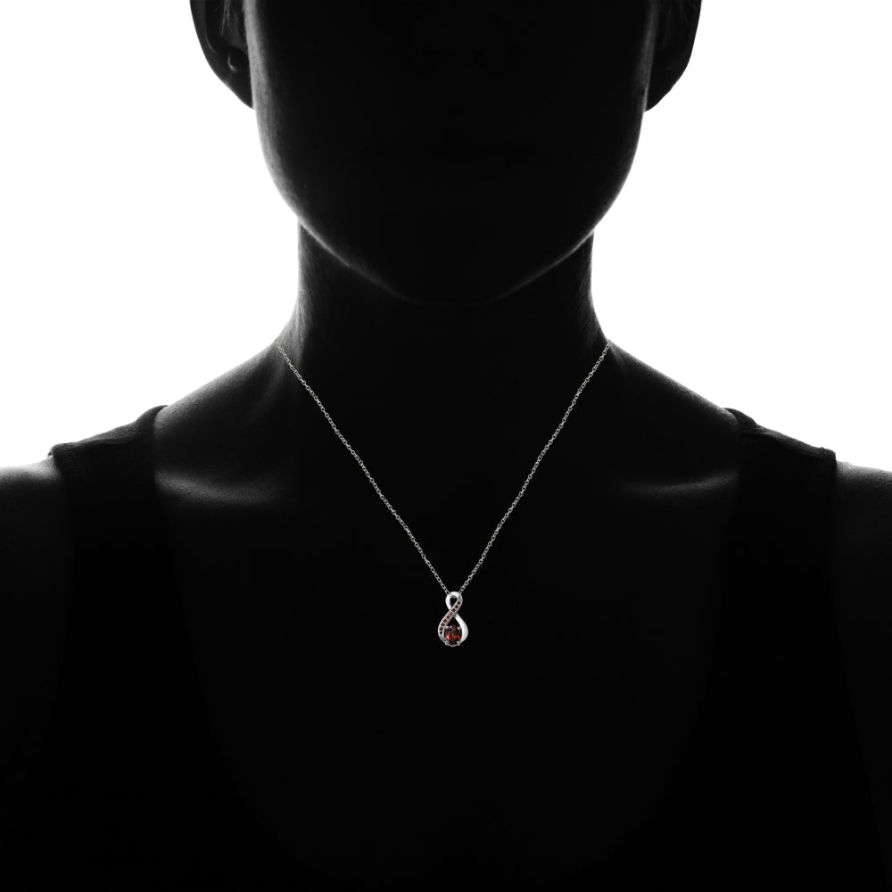Sterling Silver Garnet Infinity Drop Necklace-4