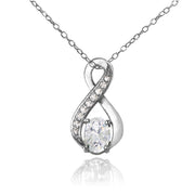 Sterling Silver Cubic Zirconia Infinity Drop Necklace