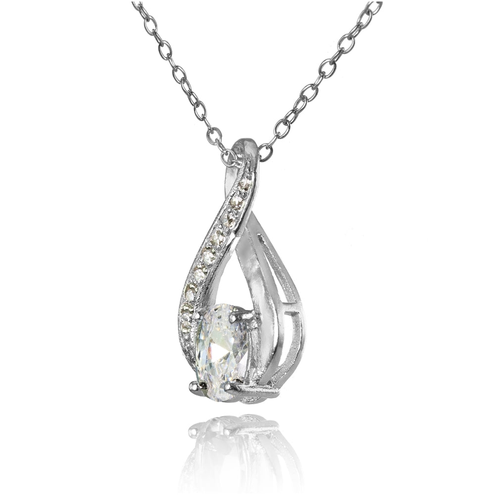 Sterling Silver Cubic Zirconia Infinity Drop Necklace-2