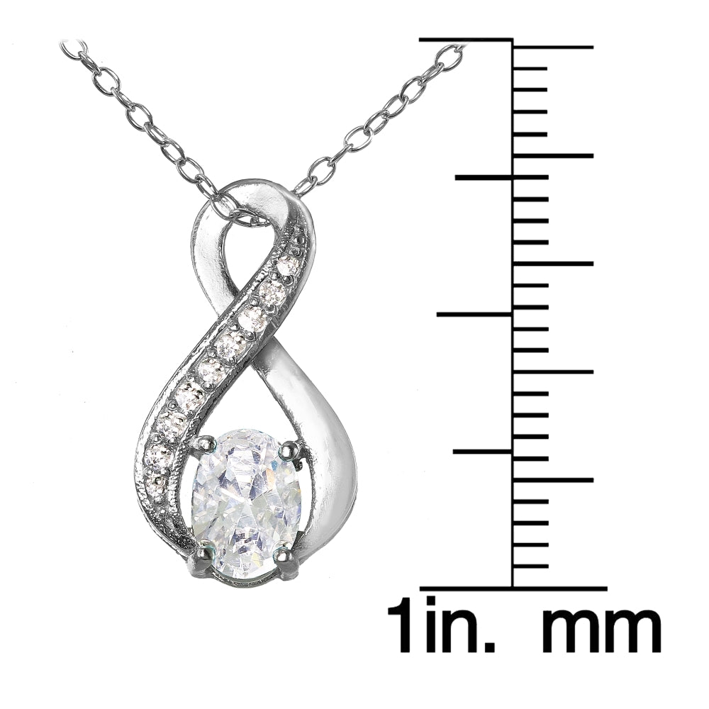 Sterling Silver Cubic Zirconia Infinity Drop Necklace-3