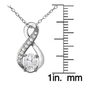 Sterling Silver Cubic Zirconia Infinity Drop Necklace