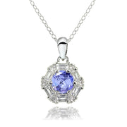 Sterling Silver Tanzanite and White Topaz Baguette & Round-Cut Fashion Necklace