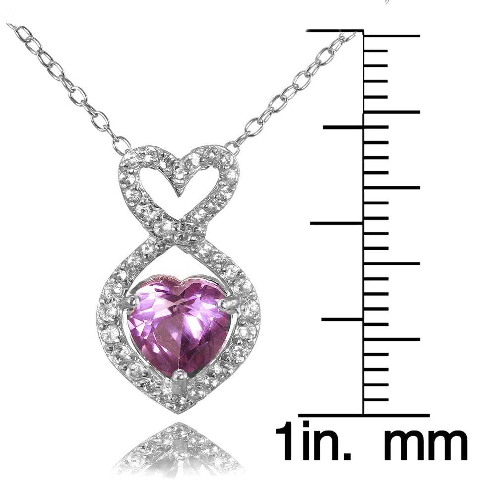 Sterling Silver Created Alexandrite and Cubic Zirconia Infinity Heart Necklace-3