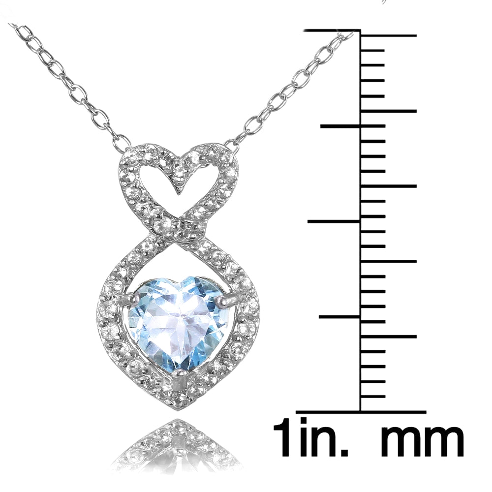 Sterling Silver Blue and White Topaz Infinity Heart Necklace-3