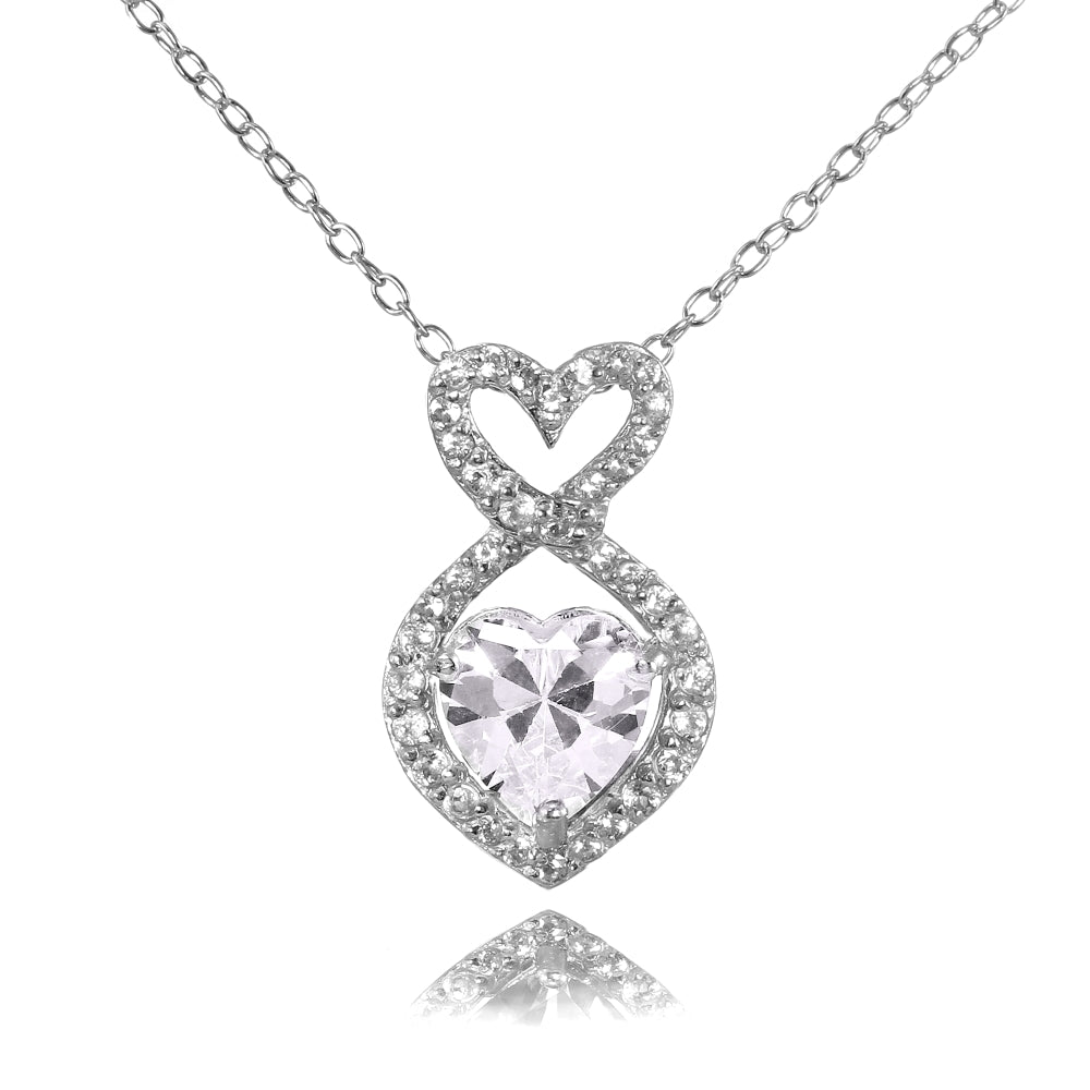 Sterling Silver Cubic Zirconia Infinity Heart Necklace
