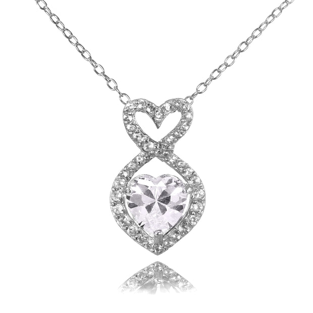 Sterling Silver Cubic Zirconia Infinity Heart Necklace