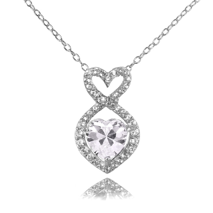 Sterling Silver Cubic Zirconia Infinity Heart Necklace