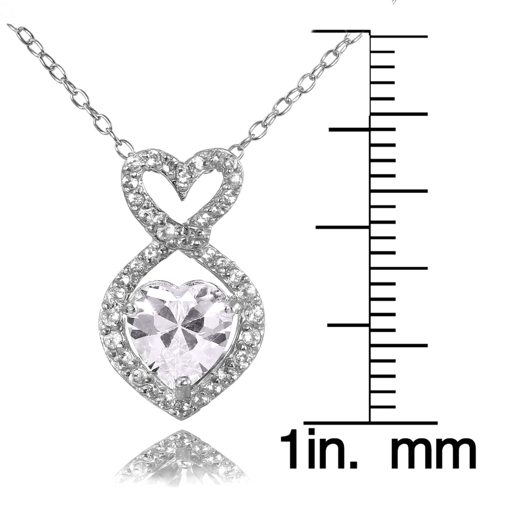 Sterling Silver Cubic Zirconia Infinity Heart Necklace-3