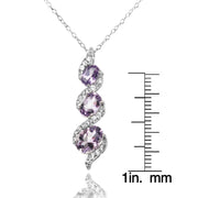 Sterling Silver Amethyst and White Topaz Oval S Design Three-Stone Journey Necklace