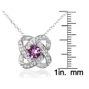 Sterling Silver Birthstone Gemstone Love Knot Necklace