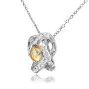 Sterling Silver Citrine and White Topaz Love Knot Necklace