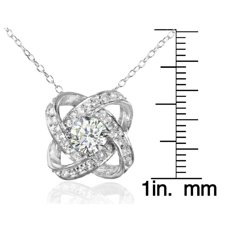 Sterling Silver Cubic Zirconia Love Knot Necklace