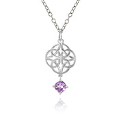 Sterling Silver Amethyst Celtic Filigree Cushion Cut Dangling Necklace
