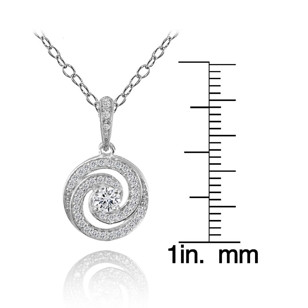 Sterling Silver Cubic Zirconia Love Knot Swirl Necklace-2