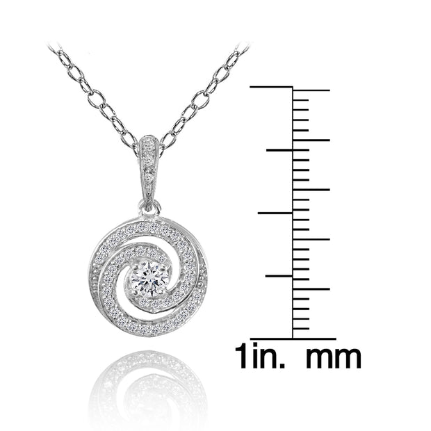 Sterling Silver Cubic Zirconia Love Knot Swirl Necklace