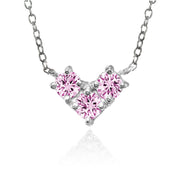 Sterling Silver Light Pink Cubic Zirconia 3-Stone Triangle Necklace