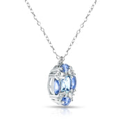 Sterling Silver Blue Topaz and Tanzanite Necklace with White Topaz Accents