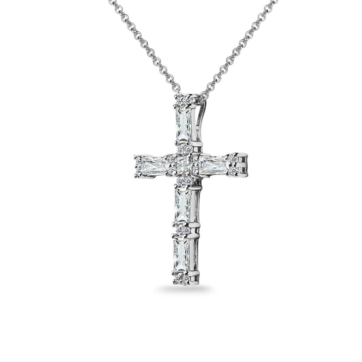 Swarovski Cross Necklace Sterling Silver Large Crystal Clear Cross Prom,  Graduation Gift, Baptism, Bridesmaid Jewelry - Etsy