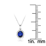 Sterling Silver Royal Blue Cubic Zirconia Oval Necklace