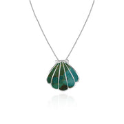 Sterling Silver Created Turquoise Seashell Slide Pendant Necklace