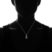 Sterling Silver Created Blue Sapphire Polished 5mm Round Infinity Necklace