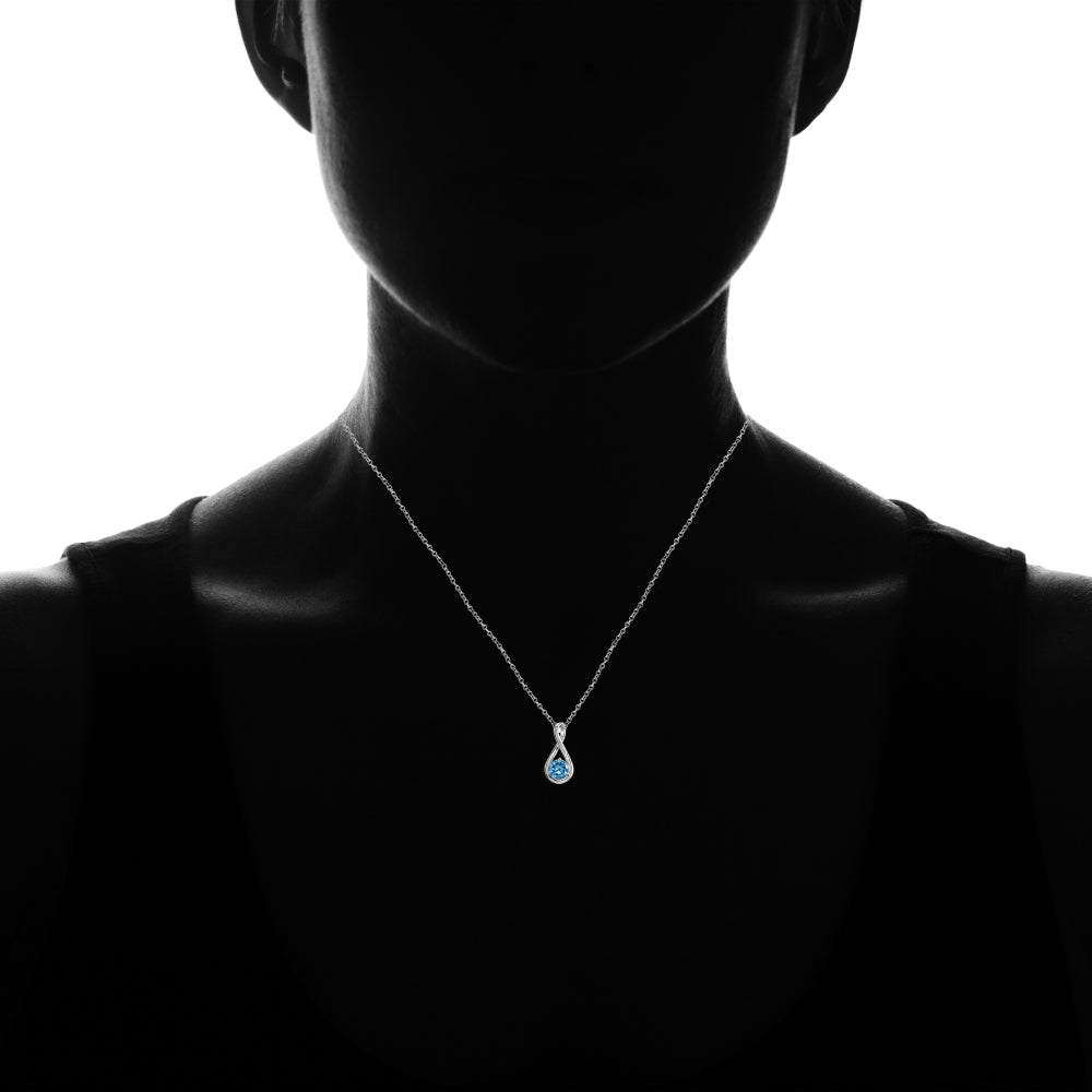 Sterling Silver Created Blue Topaz Polished 5mm Round Infinity Necklace-4