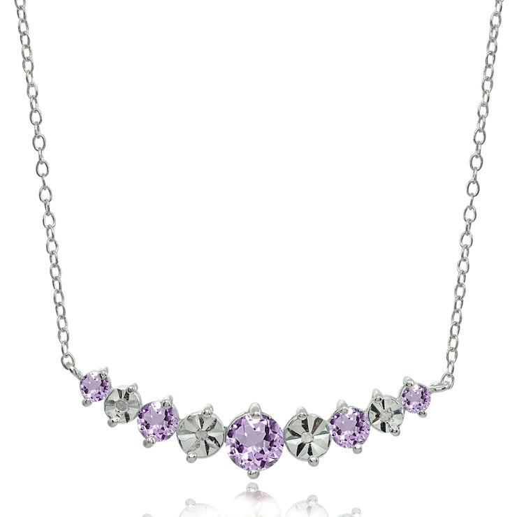 Sterling Silver Amethyst Round Graduated Journey Necklace