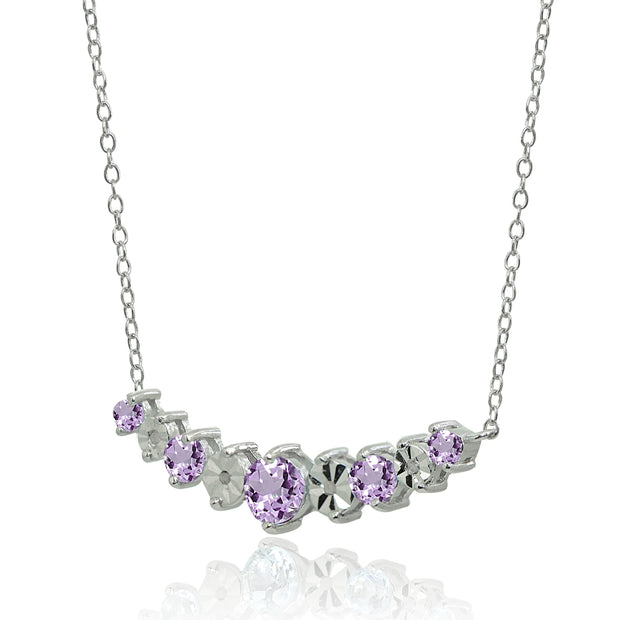 Sterling Silver Amethyst Round Graduated Journey Necklace
