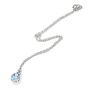Sterling Silver Blue & White Topaz 9x7mm Teardrop Slide Dangling Necklace