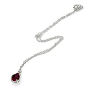 Sterling Silver Created Ruby & White Topaz 9x7mm Teardrop Slide Dangling Necklace