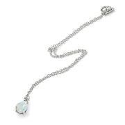 Sterling Silver Created White Opal & Topaz 9x7mm Teardrop Slide Dangling Necklace