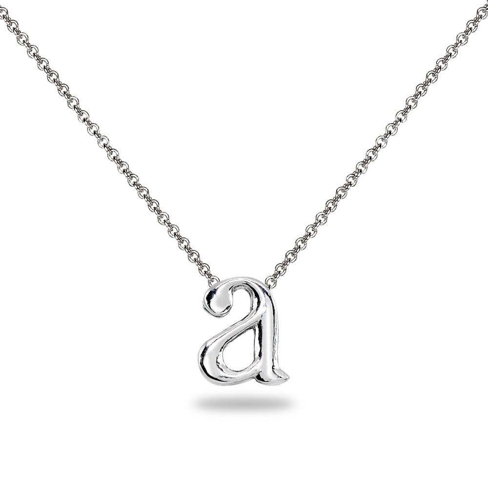 Sterling Silver A Letter Initial Alphabet Name Personalized 925 Silver Necklace, 15” + Extender