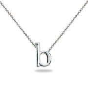 Sterling Silver B Letter Initial Alphabet Name Personalized 925 Silver Necklace, 15” + Extender