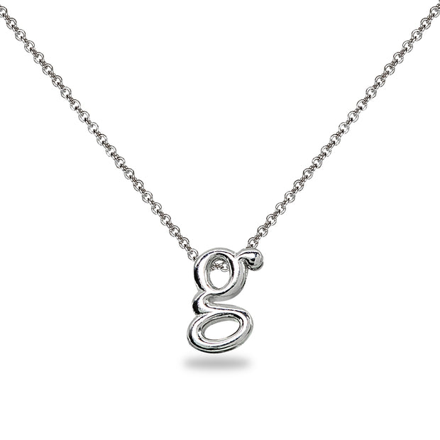 Sterling Silver G Letter Initial Alphabet Name Personalized 925 Silver Necklace, 15” + Extender