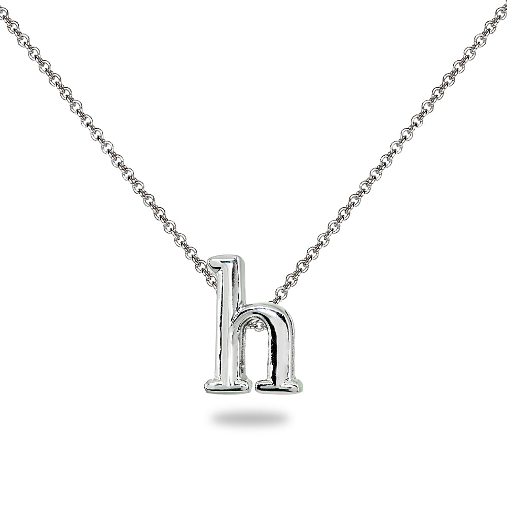 Sterling Silver H Letter Initial Alphabet Name Personalized 925 Silver Necklace, 15” + Extender