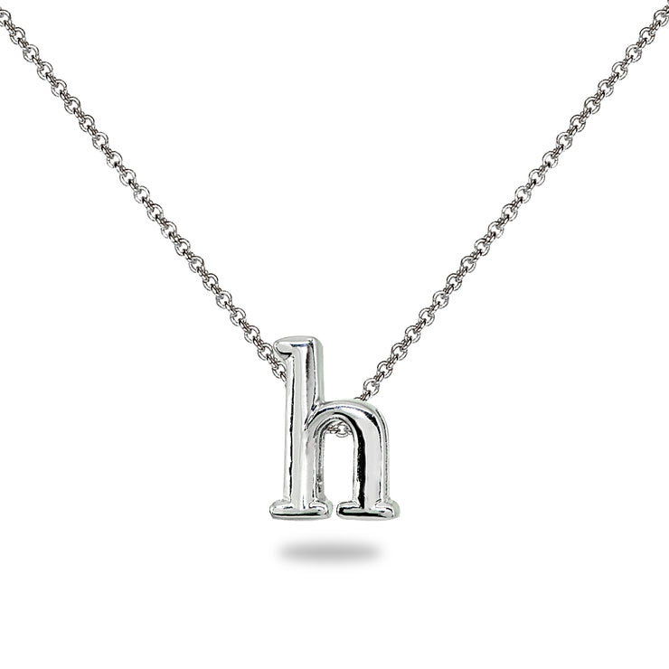 Sterling Silver H Letter Initial Alphabet Name Personalized 925 Silver Necklace, 15” + Extender