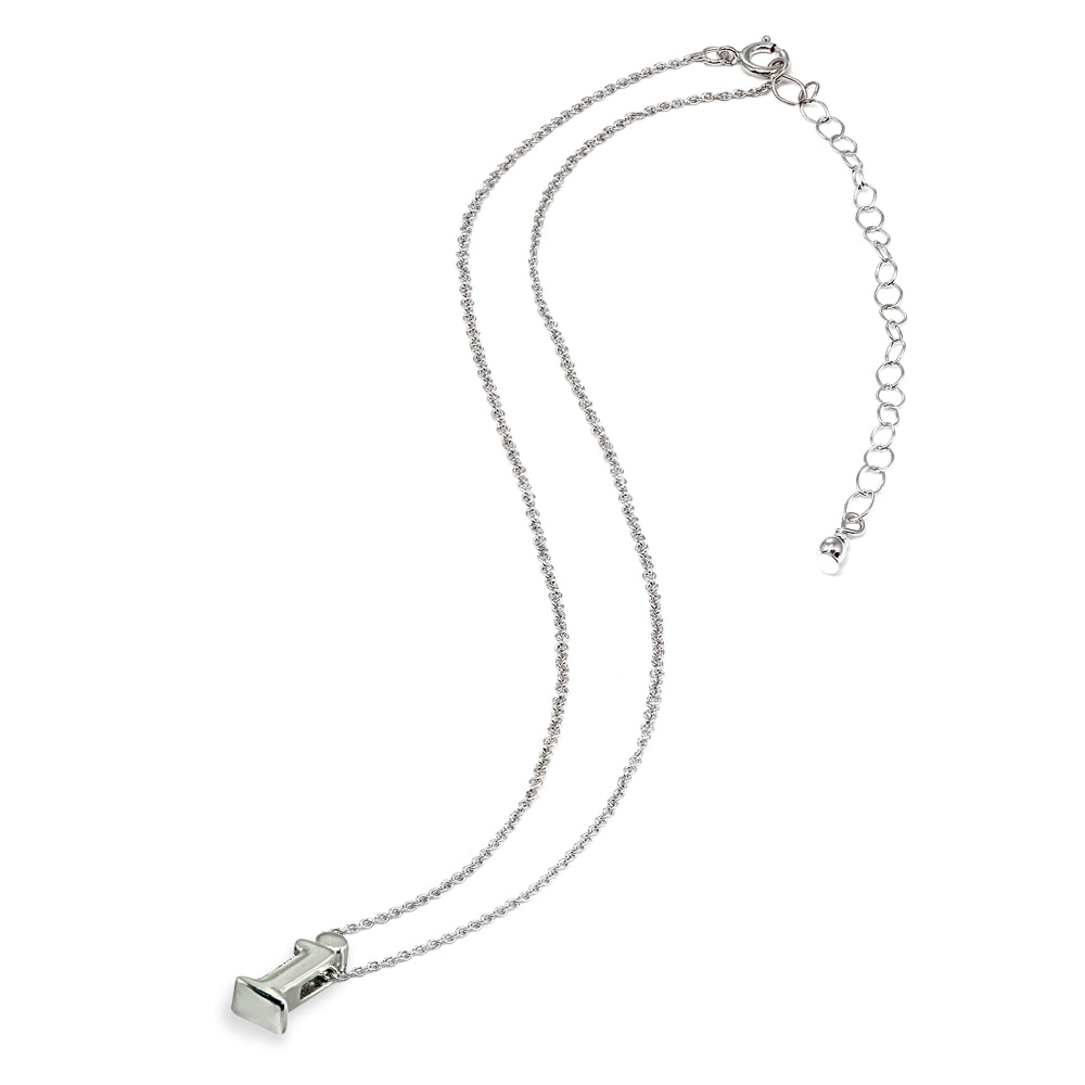 Sterling Silver I Letter Initial Alphabet Name Personalized 925 Silver Necklace, 15” + Extender-3