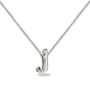 Sterling Silver J Letter Initial Alphabet Name Personalized 925 Silver Necklace, 15” + Extender