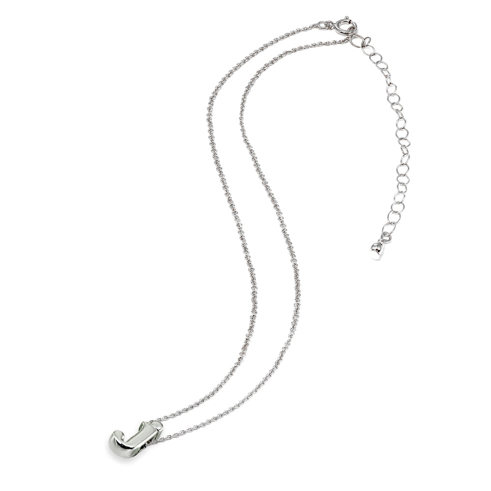 Sterling Silver J Letter Initial Alphabet Name Personalized 925 Silver Necklace, 15” + Extender-3