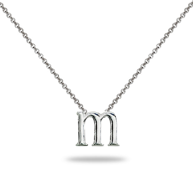 Sterling Silver M Letter Initial Alphabet Name Personalized 925 Silver Necklace, 15” + Extender