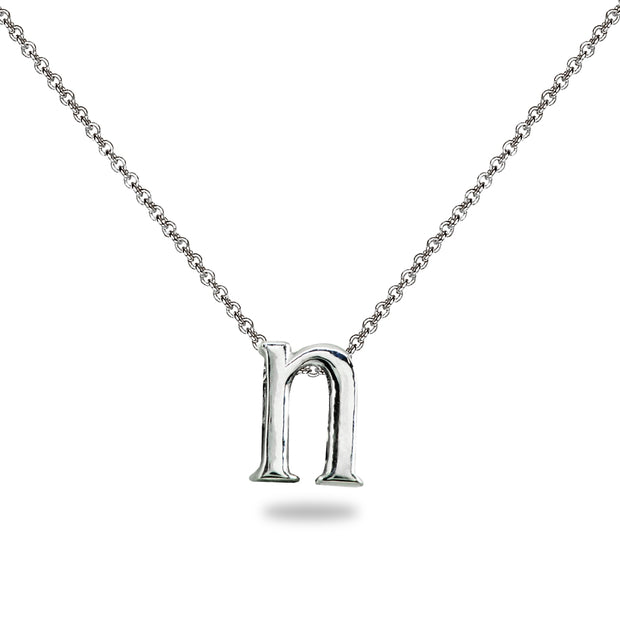 Sterling Silver N Letter Initial Alphabet Name Personalized 925 Silver Necklace, 15” + Extender