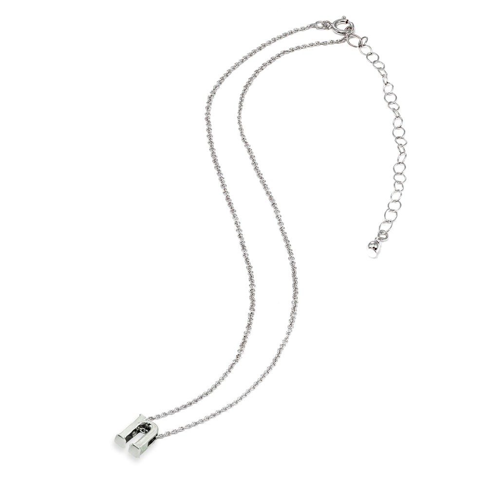 Sterling Silver N Letter Initial Alphabet Name Personalized 925 Silver Necklace, 15” + Extender-3