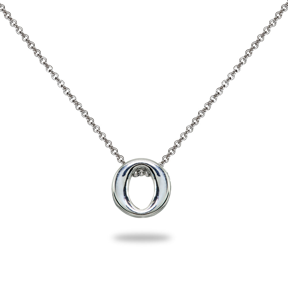 Sterling Silver O Letter Initial Alphabet Name Personalized 925 Silver Necklace, 15” + Extender