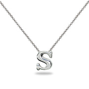 Sterling Silver S Letter Initial Alphabet Name Personalized 925 Silver Necklace, 15” + Extender