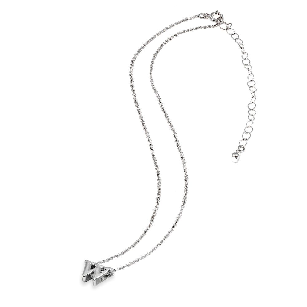Sterling Silver W Letter Initial Alphabet Name Personalized 925 Silver Necklace, 15” + Extender-3