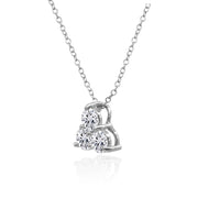 Sterling Silver Three Stone Round Cubic Zirconia Cluster Triangle Slide Necklace