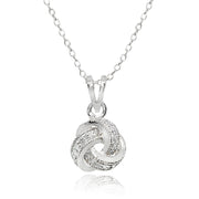 Sterling Silver Polished Love Knot Diamond Accent Pendant Necklace, JK-I3