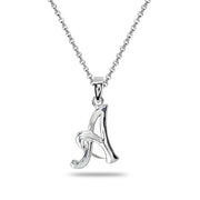 Sterling Silver A Letter Initial Alphabet Name Personalized 925 Silver Pendant Necklace
